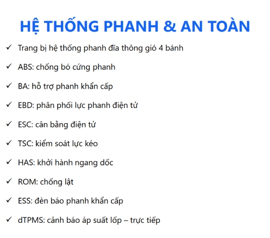 hệ thóng phanh an toàn vinfast vf9
